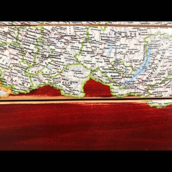 CLEARANCE Vintage USSR Soviet Union Russia Map Decoupage Wall Art - Picture 9 of 9